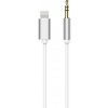 Flex kabel AUX kabel pro iPhone Lightning - 3,5mm jack, stříbrný