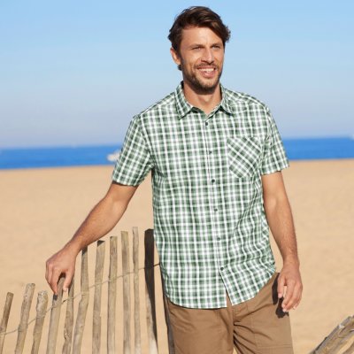 Blancheporte Kostkovaná košile s krátkými rukávy zelená – Zboží Dáma