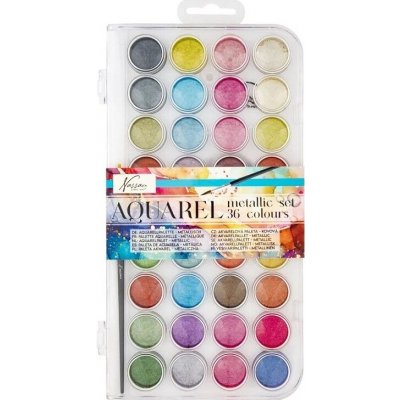 Creative Craft Group Akvarelové barvy sada metalická (36ks) + štětec – Hledejceny.cz