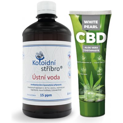 Koloidní stříbro s.r.o. | Ústní voda 500 ml + Zubní pasta CBD Aloe Vera – Zbozi.Blesk.cz