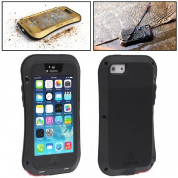 Pouzdro LOVE MEI tenké voděodolné / prachuvzdorné s kovovém rámečkem Apple iPhone 5 / 5S / SE - černé