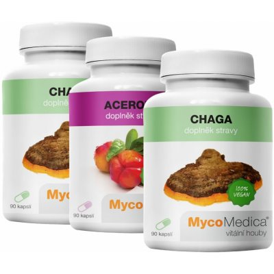 MycoMedica Chaga 2× 90 kapslí + Acerola 90 kapslí – Hledejceny.cz