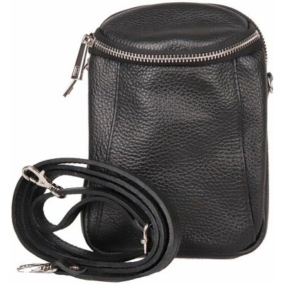 Vera Pelle Dvouoddílová malá kožená crossbody kabelka no. 72 černá