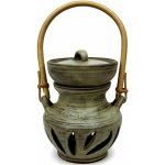 Keramikaportal Velká aroma lampa s ratanovým uchem zelená patina 20 cm – Hledejceny.cz