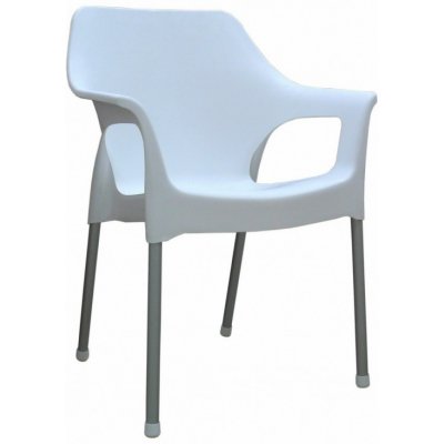 Mega Plast, plastová židle URBAN (AL nohy), 83,5 x 60 x 54 cm, stohovatelná, bílá – Zboží Mobilmania