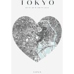 Plakát Mapa města Tokio srdce 40X50 cm