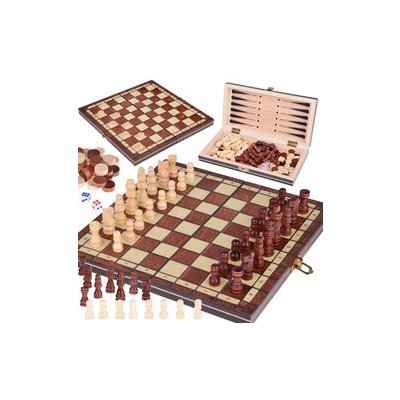 Dřevěné hry 3v1 šachy, dáma, backgammon – Zbozi.Blesk.cz