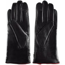 Semiline dámské kožené antibakteriální rukavice P8214 black
