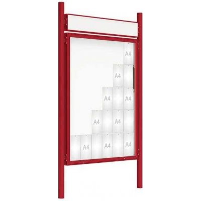 PROCITY Venkovní vitrína model 2000 30x A4, červená, včetně sloupků a záhlaví | Zboží Auto
