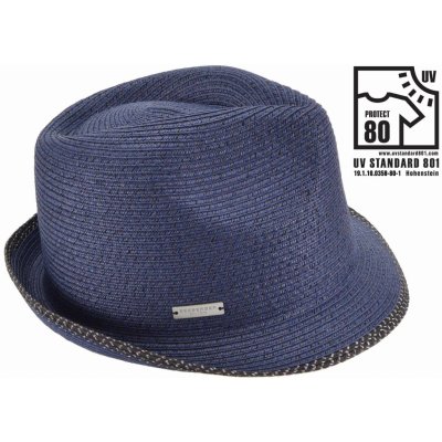 Trilby slaměný letní klobouk Seeberger UV faktor 80 modrý