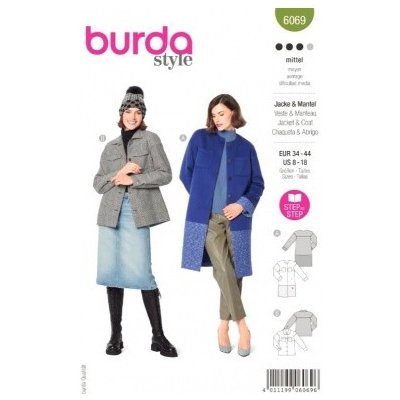 Střih na dámský kabát a kabátek Burda 6069 – Zboží Mobilmania