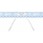 Svatební podvazek modrý, krajka s bílou mašličkou a ozdobnou květinou – Hledejceny.cz