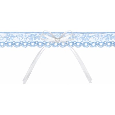 Svatební podvazek modrý, krajka s bílou mašličkou a ozdobnou květinou – Hledejceny.cz
