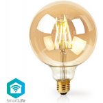 Nedis LED žárovka Wi-Fi Smart Bulb 5W zlatá LED žárovka , kulatá, E27, 5W, 230V, 500lm, 2200K, teplá bílá, stmívatelná, Wi-Fi, zlatá WIFILF10GDG125 – Zboží Mobilmania