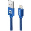 usb kabel Swissten 71523308 USB 2.0 typ A na Lightning, USB 2.0, zástrčka A - zástrčka Lightning, opletený, 2m, modrý