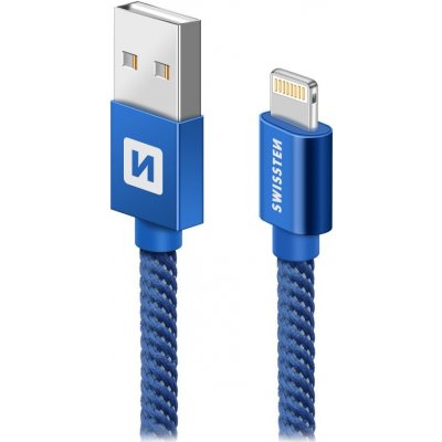 Swissten 71523308 USB 2.0 typ A na Lightning, USB 2.0, zástrčka A - zástrčka Lightning, opletený, 2m, modrý