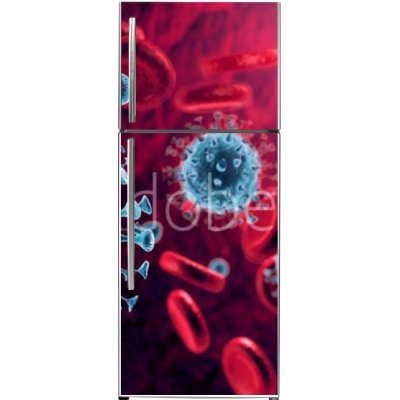 WEBLUX 320670095 Samolepka na lednici fólie Corona Virus In Red Artery Virus korony v červené tepně rozměry 80 x 200 cm