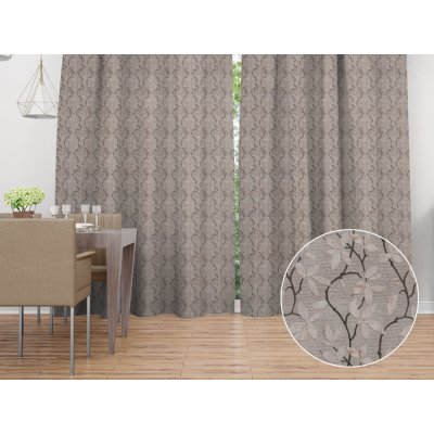 Biante Dekorační závěs PML-086 Pnoucí větvičky na hnědošedém 145x170 cm – Hledejceny.cz