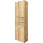 Vigo, koupelnová skříňka vysoká s košem, 180 cm, dub Riviera