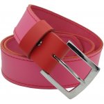 Opaskujse dámský kožený opasek basic růžovo-červená kůže červené prošití spona pochromovaná – Zboží Dáma