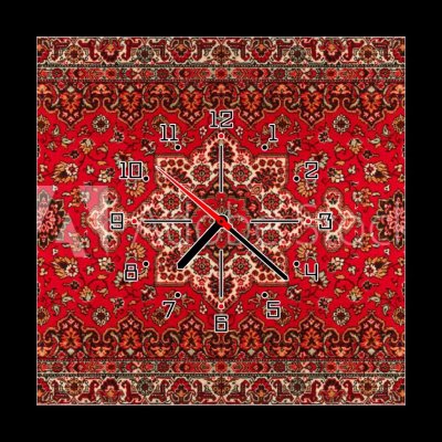 Obraz s hodinami 1D - 50 x 50 cm - Old Persian carpet with pattern. top view Starý perský koberec se vzorem. pohled shora – Zboží Mobilmania