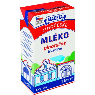 Madeta Jihočeské Trvanlivé plnotučné mléko 3,5% 1 l – Zboží Dáma