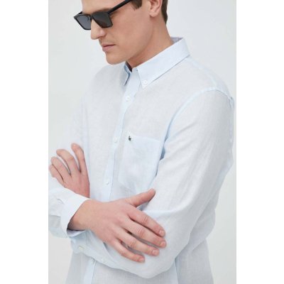 Lacoste plátěná košile regular s límečkem button-down CH5692 modrá