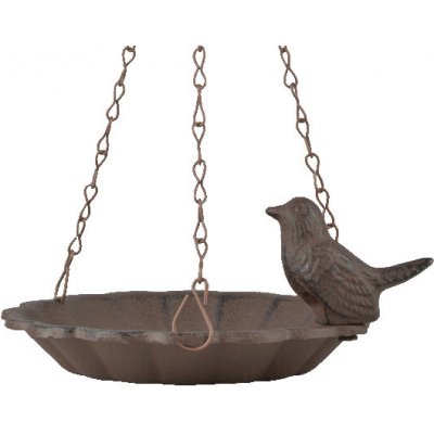 Esschert Design Pítko pro ptáky "Best for Birds" na zavěšení s 1 ptáčkem 16 x 8 cm litina hnědá – Zboží Dáma