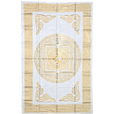 Sanu Babu přehoz na postel s tiskem bílý zlatý tisk Om mandala 206 x 136 cm – Hledejceny.cz