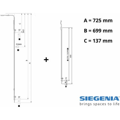 Siegenia Střední závora VR Gr.3 VT301-50301 – Zboží Mobilmania