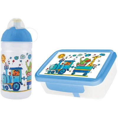 RaB svačinový set lahev + box 0,5l vláček se zvířátky – Hledejceny.cz