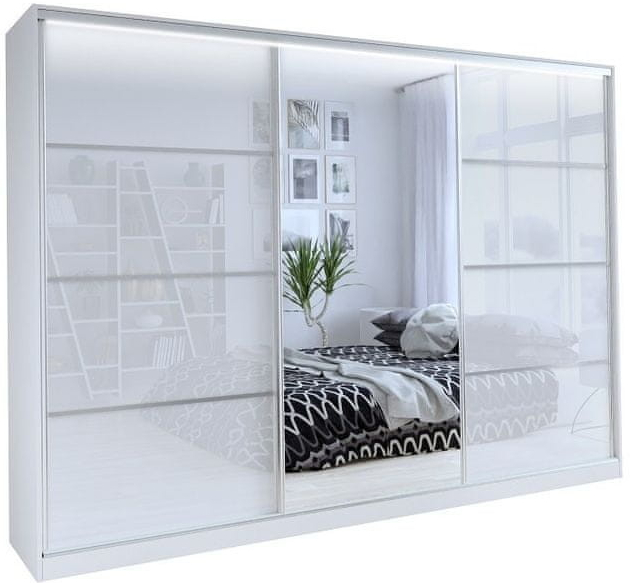 Nejlevnější nábytek Litolaris 250 se zrcadlem bílý lesk