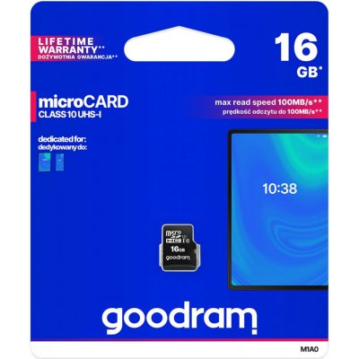 Goodram microSDHC 16 GB UHS-I U1 M1AA-0160R12 – Zboží Mobilmania