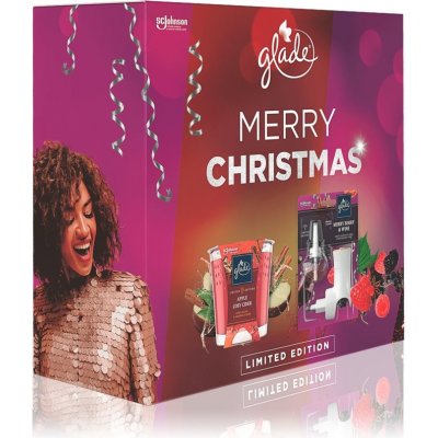 Glade dárková kazeta Merry Christmas (svíčka 129 g + el.osvěžovač vzduchu 20 ml)