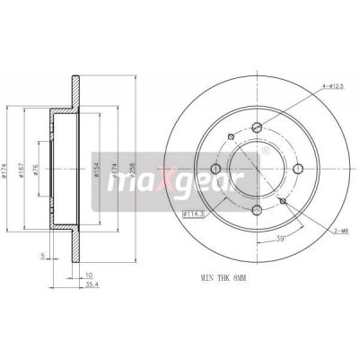 Brzdový kotouč HYUNDAI zadní LANTRA 95- ELANTRA 00- 8908175 MAXGEAR – Hledejceny.cz