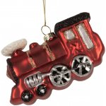 Clayre & Eef Vánoční skleněná závěsná ozdoba červená mašinka 10*4*5 cm – Hledejceny.cz