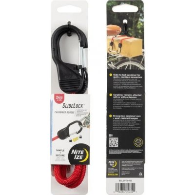 Nite Ize Gumicuk s uzamykací karabinou Slide Lock Carabiner Bunge červený – Sleviste.cz