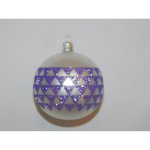 ONREX Vánoční ozdoba skleněná koule bílá fialová ornament pr. 8 cm – Hledejceny.cz