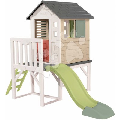 Smoby Domeček na pilířích se skluzavkou 1,5 m s vodotryskem House On Stilts Life rozšiřitelný s žebříkem a 2 okna s okenicemi a UV filtrem od 24 měsíců – model 2025 – Zboží Dáma