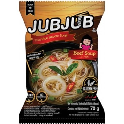 Jub Jub Instantní rýžové nudle s hovězí příchutí 70 g – Zbozi.Blesk.cz