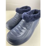 Kembo dámské vyšší gumové nazouváky modré s kožíškem – Zboží Dáma