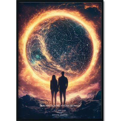 Jen tak z lásky Hvězdná mapa Vašeho životního okamžiku Rozměr plakátu: 50 × 70 cm (tištěný plakát), Barva pozadí: Galaxie, Volba rámu: Bez rámu – Zboží Dáma