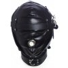 SM, BDSM, fetiš Slave4master Blindfolded Hood With Mouth Hole černá kukla s otvorem na ústa a šněrováním