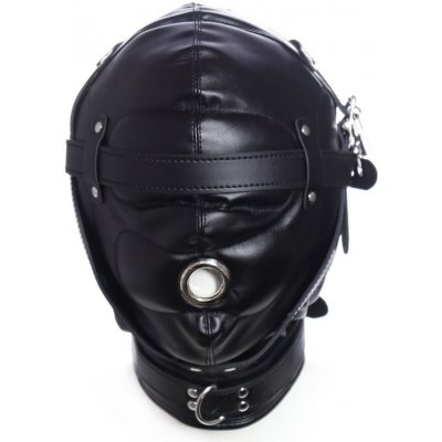 Slave4master Blindfolded Hood With Mouth Hole černá kukla s otvorem na ústa a šněrováním – Zboží Mobilmania