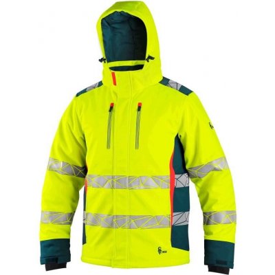 CXS Bunda BEDFORD WINTER výstražná zimní pánská softshell žluto-petrolová