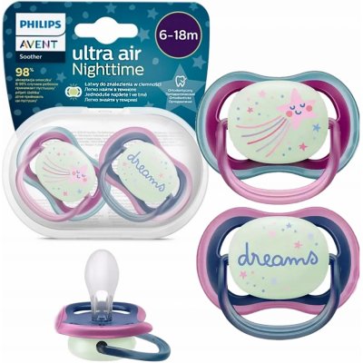 Avent Philips šidítko ultra air 376/12 Nighttime girl BPA free 2Pack – Zboží Dáma