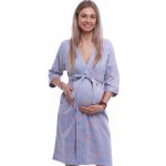 Lehký župan do porodnice na kojení vzor růžové listí 1G0650 modrá – Zboží Dáma