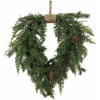 Bloomingville Umělý věnec Pine Heart Green, zelená barva – Zboží Dáma