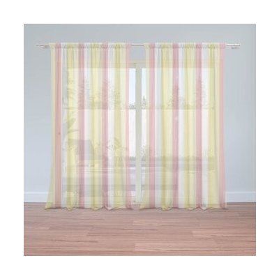 Sablio Záclony Žlutorůžové pruhy: 2ks 150x250cm – Hledejceny.cz