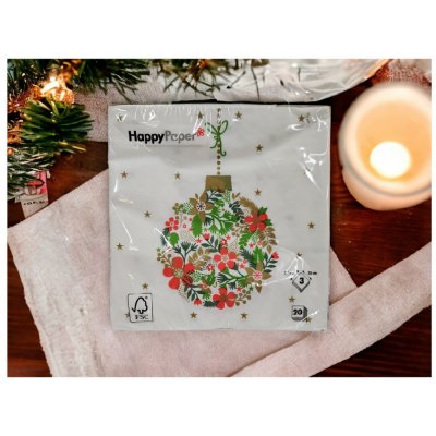 HappyPaper Papírové ubrousky vánoční motiv - ozdoba 20ks 33x33cm – Zbozi.Blesk.cz